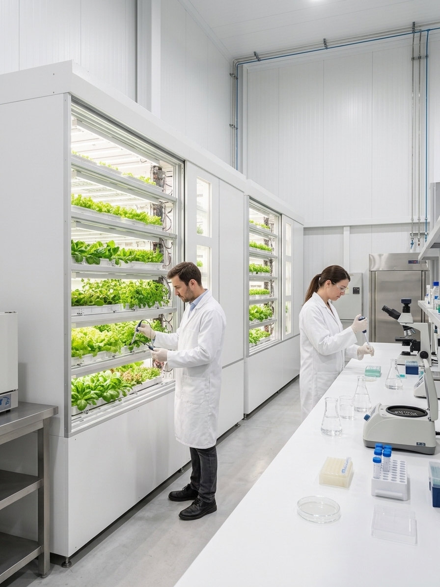 Pharmaceutical research lab with plant growth chambers